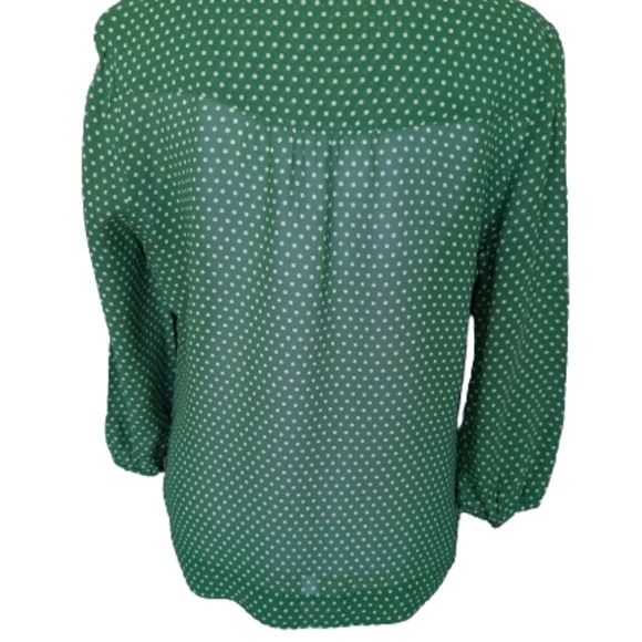 Boden - Feminine green sheer button down 3/4 sleeve blouse for women - Size: 12 - Picture 5 of 13